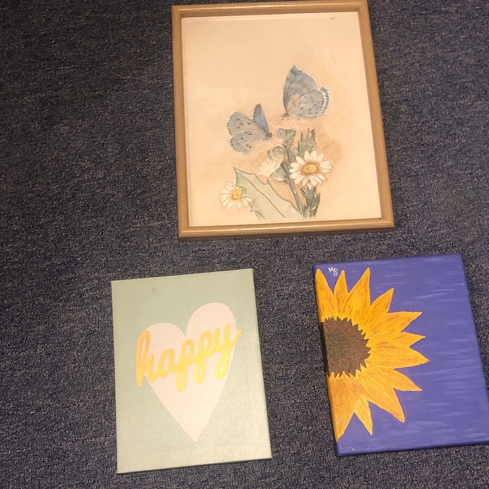 Butterfly and Sunflower Wall Art Set